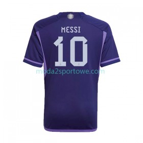 Koszulka Argentyna Lionel Messi 10 Wyjazdowe Stroje Piłkarskie World Cup 2022 Krótki Rękaw